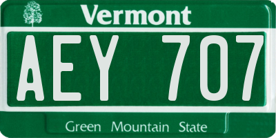 VT license plate AEY707