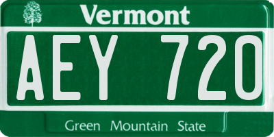VT license plate AEY720