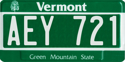 VT license plate AEY721