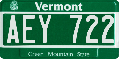 VT license plate AEY722