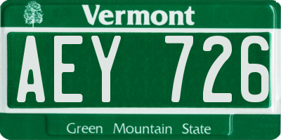 VT license plate AEY726