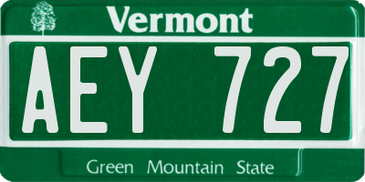 VT license plate AEY727