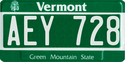 VT license plate AEY728