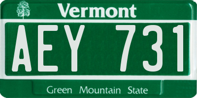 VT license plate AEY731