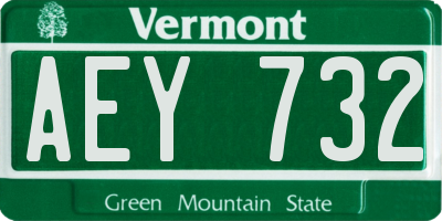 VT license plate AEY732