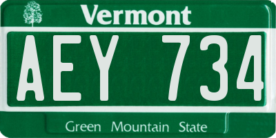 VT license plate AEY734