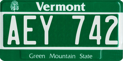 VT license plate AEY742