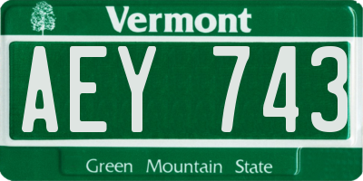 VT license plate AEY743
