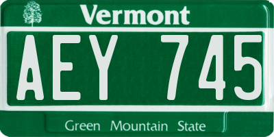 VT license plate AEY745