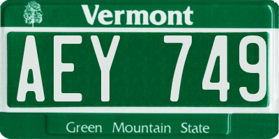 VT license plate AEY749