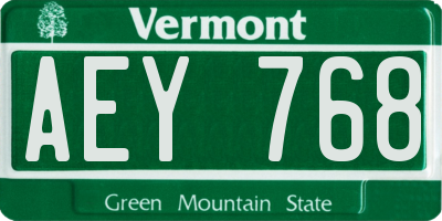 VT license plate AEY768