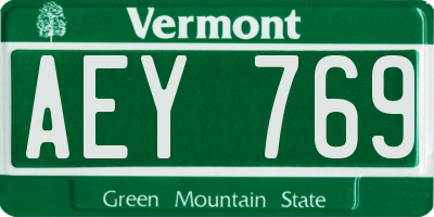 VT license plate AEY769