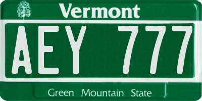 VT license plate AEY777