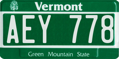 VT license plate AEY778