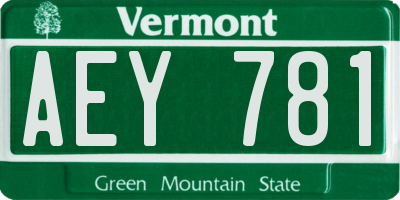 VT license plate AEY781