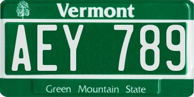 VT license plate AEY789