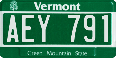 VT license plate AEY791