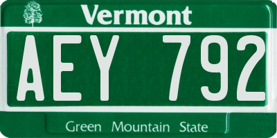 VT license plate AEY792