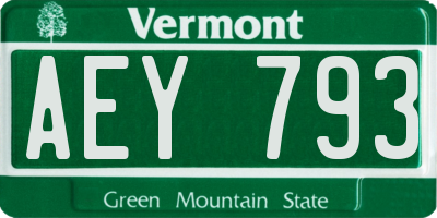 VT license plate AEY793