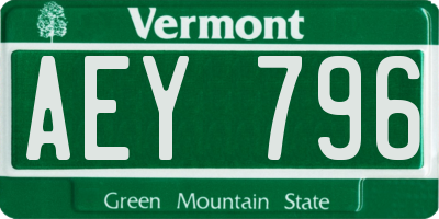 VT license plate AEY796