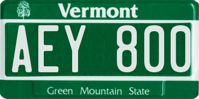 VT license plate AEY800
