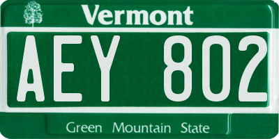 VT license plate AEY802