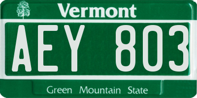 VT license plate AEY803