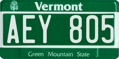 VT license plate AEY805