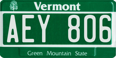 VT license plate AEY806
