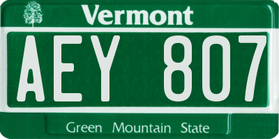 VT license plate AEY807