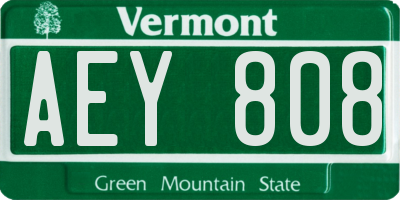 VT license plate AEY808