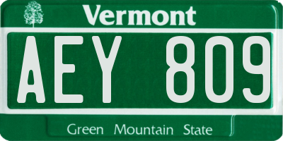 VT license plate AEY809