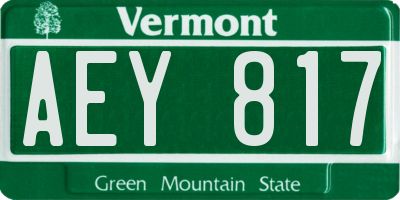 VT license plate AEY817