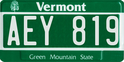 VT license plate AEY819