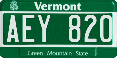 VT license plate AEY820