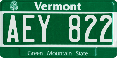 VT license plate AEY822