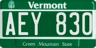 VT license plate AEY830