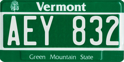 VT license plate AEY832