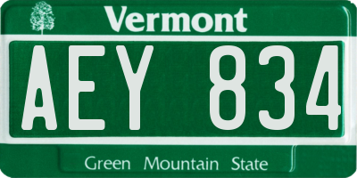 VT license plate AEY834