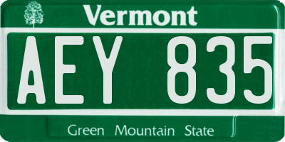 VT license plate AEY835