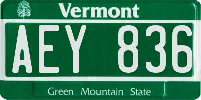 VT license plate AEY836
