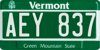 VT license plate AEY837