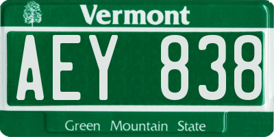 VT license plate AEY838