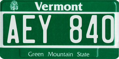 VT license plate AEY840
