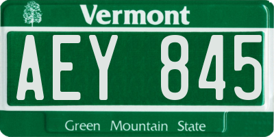 VT license plate AEY845