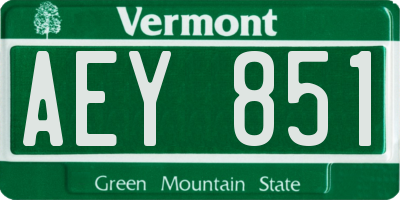 VT license plate AEY851