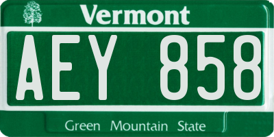 VT license plate AEY858