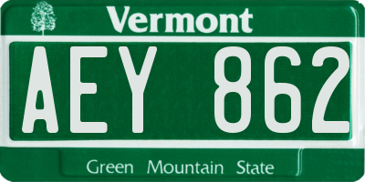 VT license plate AEY862
