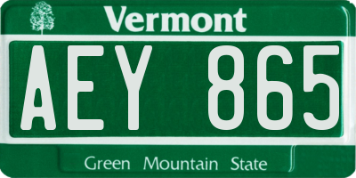 VT license plate AEY865