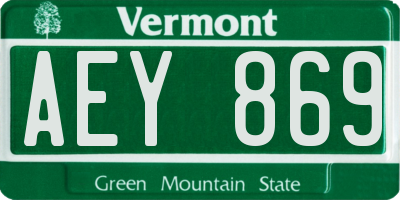 VT license plate AEY869